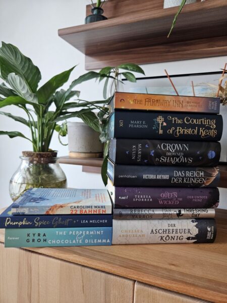 Stapel aus Hardcovern und Taschenbüchern vom SuB